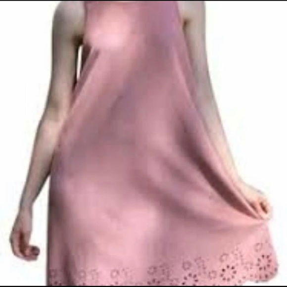 Paper Crane blush Sleeveless Racerback fit and flare Faux Suede Back Zip Dress - Picture 2 of 8